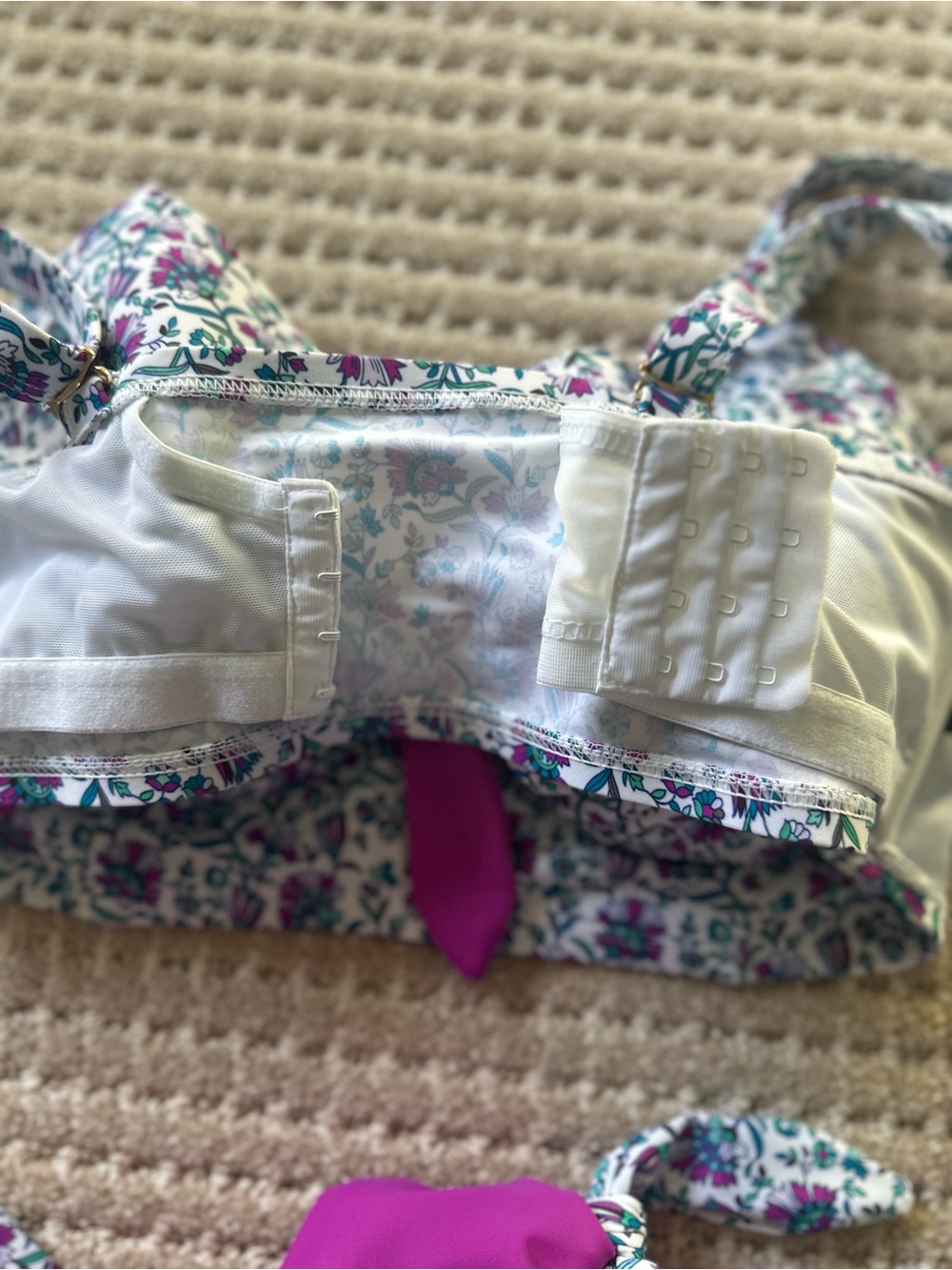 Swimsuits For All Floral Tie-Front Bikini Top with Magenta High-Waist Bottoms - Picture 10 of 11
